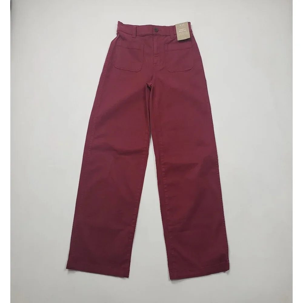 Madewell Emmett Wide-Leg Pants Women's Size 23 Claret Red Patch Pocket Edition - Picture 4 of 16